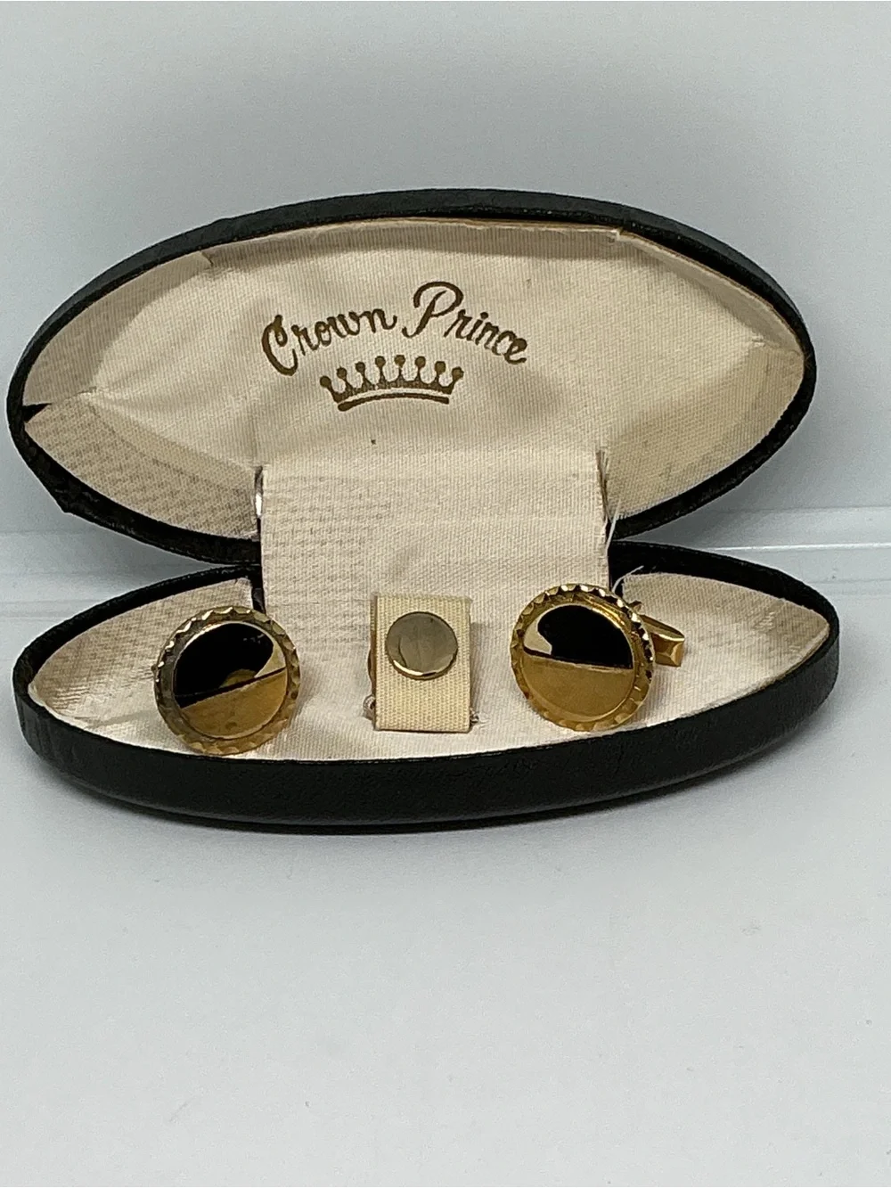 Vintage Crown Price Gold Tone Cufflink Set Presentation Box